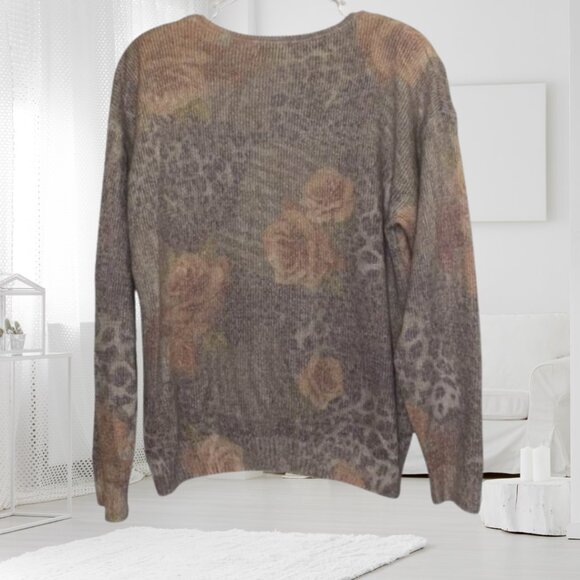 Vintage Sheridan Square Silk Angora Floral Sweater - Soft & Luxurious - Picture 3 of 10